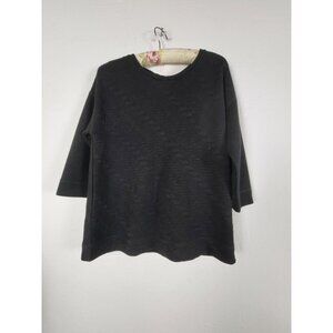 Escada Womens Textured Fabric Round Neck 3/4 Sleeve Blouse Black Size Medium